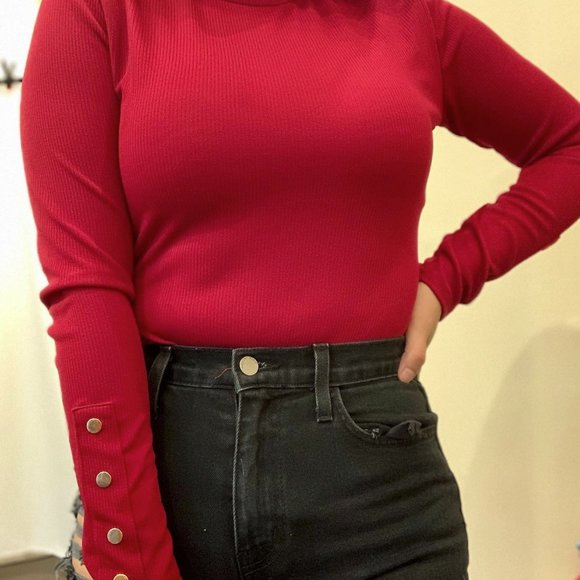 LoveLA Lura Ribbed Bodysuit in Burgundy NWT Multiple Sizes - Picture 8 of 8